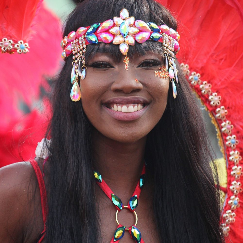 young woman at a Caribbean carnival